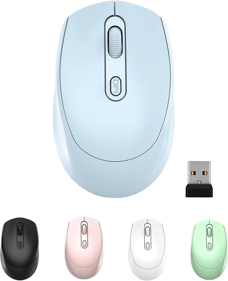 ONEUP Wireless Mouse, 2.4G, Silent, USB Nano Receiver for Laptop, Chromebook, PC, Mac, Windows and School Work (Blue) - Image 1